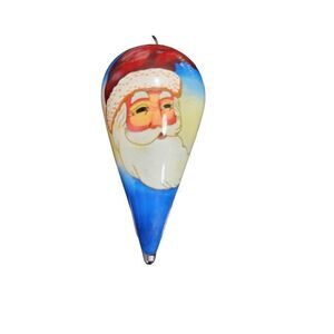 JC Penney Santa Reverse Painted Teardrop Ornament